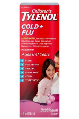 Picture of Tylenol Childrens Cold & Flu Suspension Liquid - Bubblegum 4 Oz
