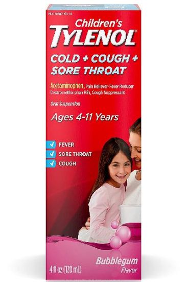 Picture of Tylenol Childrens Cough Cold & Sore Throat Relief - Bblgum 4 Oz