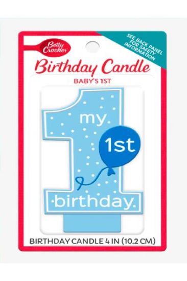 Picture of Betty Crocker Babys First Numeral Candle Boy 1 Ct