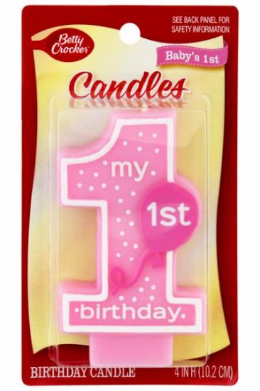Picture of Betty Crocker Babys First Numeral Candle Girl 1 Ct