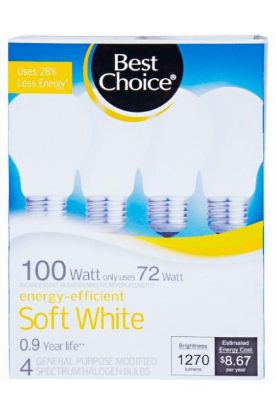 Picture of Best Choice Efficient Halogen Bulbs 72w 4 Ct