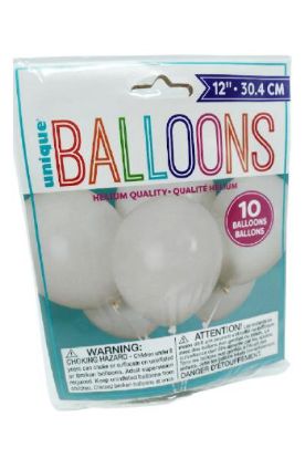 Picture of Unique White Balloon 12 Inch 10 Ct