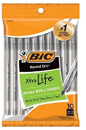 Picture of Bic Round Stick Pen/Medium Black 10 Ct