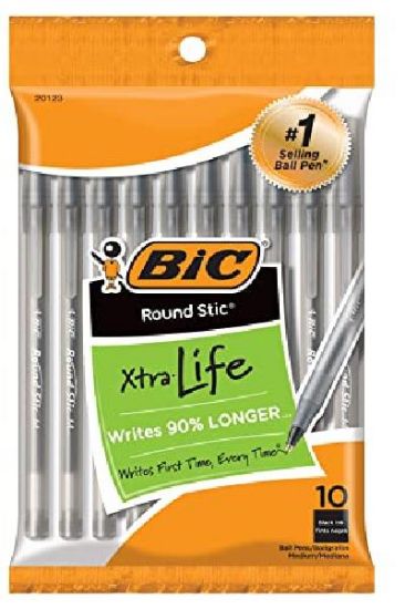 Picture of Bic Round Stick Pen/Medium Black 10 Ct