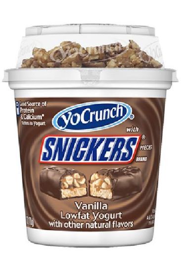 Picture of Yocrunch Cups Vanilla W/Snickers Candy Pieces 6 Oz
