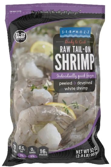 Picture of Raw Tail On White Shrimp Peeled & Deveined 21/25 2 Lbs