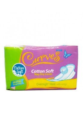 Picture of Curves Cotton Soft Overnight Maxi With Wings Pad 10 Ct