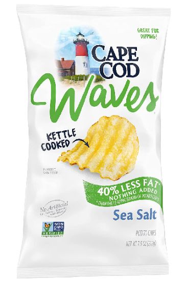 Picture of Cape Cod Waves Kettle Cooked Sea Salt 40% Less Fat 7.5 Gm