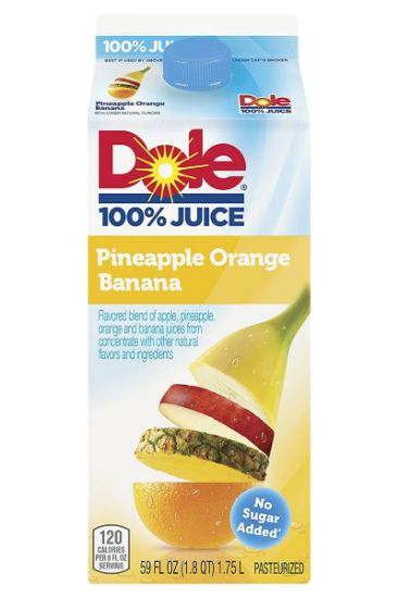 Picture of Tropicana Dole Pineapple Orange Banana Juice Carton 59 Oz