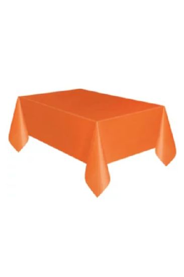 Picture of Orange Plastic Table Cover 1 Ct