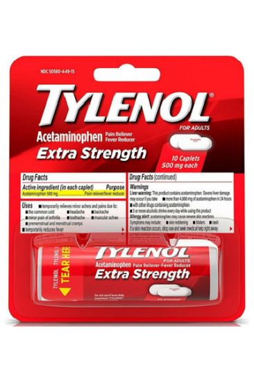 Picture of Tylenol Pain Reliever & Fever Reducer For Adults 10 Ct