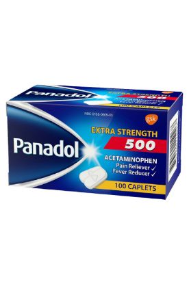 Picture of Panadol Extra Strength 500 Acetaminophein Pain Reliver & Fever Reducer 1 Cap