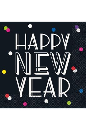Picture of Unique Neon Dots New Year Big Napkins 2ply 16 Ct