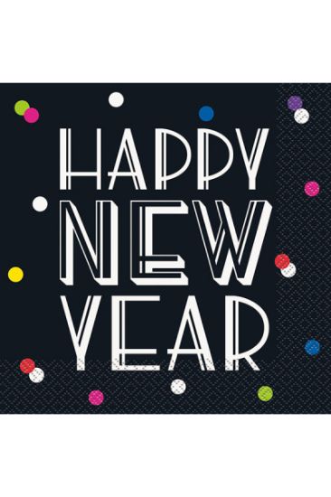 Picture of Unique Neon Dots New Year Big Napkins 2ply 16 Ct
