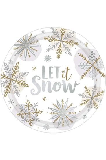 Picture of Unique Let It Snow Paper Plates 8 1/2inch 8 Ct