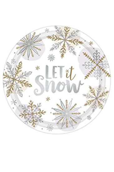 Picture of Unique Let It Snow Paper Plate 6 3/4 Inch 8 Ct