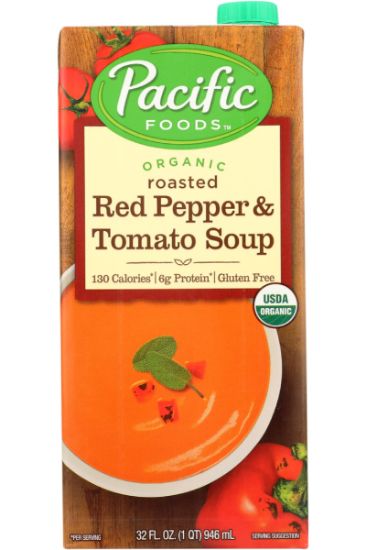 Picture of Pacific Organic Creamy Roasted Red Pepper & Tomato Soup 32 Oz