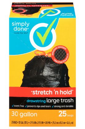 Picture of Drawstring Trash 30 Gallon Stretch N Hold Bags 14 Ct