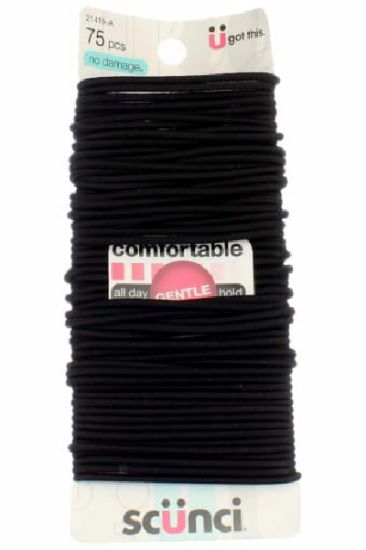 Picture of Scunci No Damamge All Day Hold Black Elastics 75 Pcs