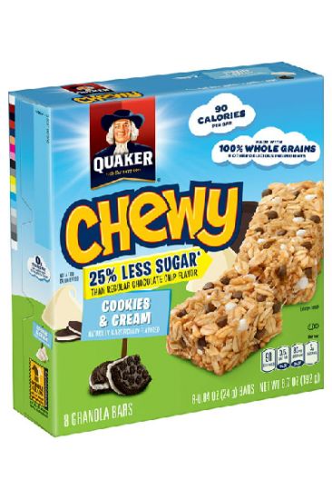 Picture of Quaker Chewy 25% Less Sugar Cookies & Cream Granola Bar 0.84 Oz