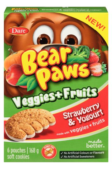 Picture of Dare Bear Paws Veggies+Fruits Strawberry & Yogurt 168 Gm