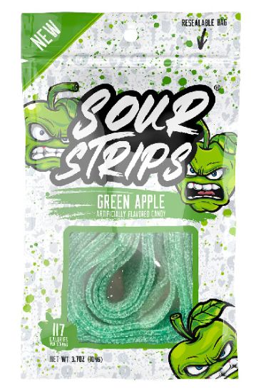 Picture of Sour Strip Green Apple Flavor 3.4 Oz