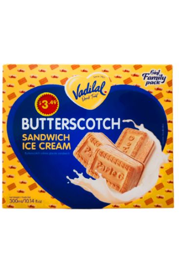 Picture of Vadilal Butterscotch Sandwich Ice Cream 6ct 50 Ml