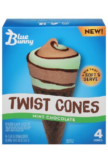 Picture of Blue Bunny Twist Cones Mint Choco 532 Ml