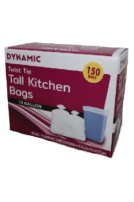 Picture of Dynamic Bags Dynamic Twist Tie Tall Kitchen Bags 13 Gallon 8 Ct