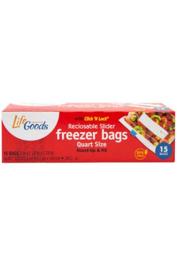 Picture of Life Goods Slider Freezer Quart Bags 15 Ct