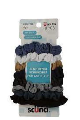 Picture of Scunci Scrunchies Solid And Denim 8 Ct