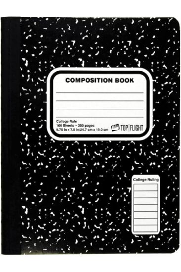 Picture of Top Flight Composition Book Black And White College Rule 100 Ct