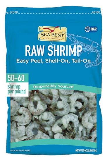 Picture of Double Blue White Shrimps Peeled Deveined Tail Off 16/20 2 Lbs