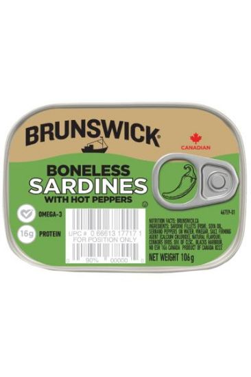 Picture of Brunswick Boneless Sardines With Hot Pepper 106 Grams