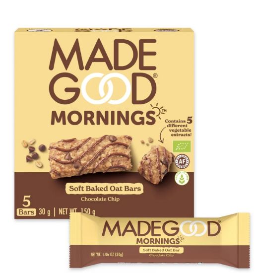 Picture of Madegood Mornings Soft Baked Oat Bars Chocolate Chip 30 Grams