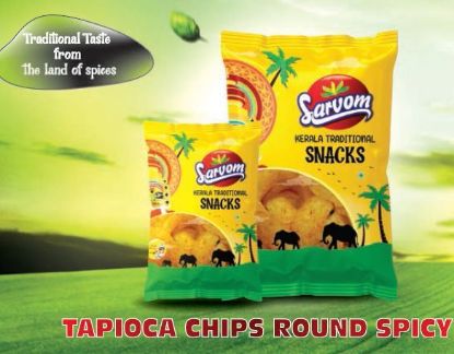 Picture of Sarvom Tapioca Chips Round Spicy Tomato 150 Grams