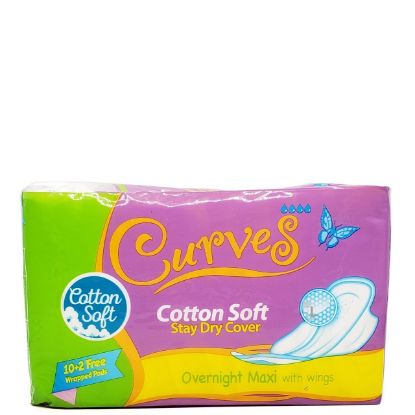 Picture of Curves Overnight Maxi With Wings 10+2 12 Ct