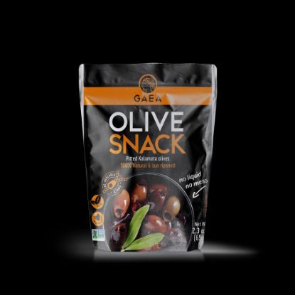 Picture of Gaea Olive Snck Pitted Gr Olives Marinate Chili Blk Ppr 2.3 Oz