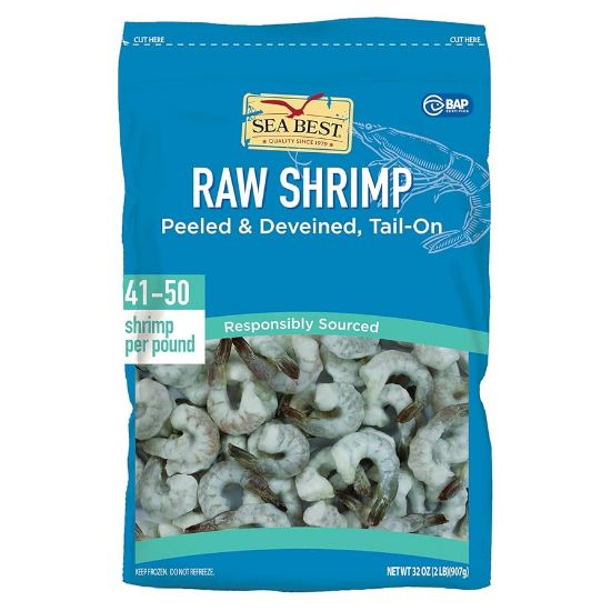 Picture of Sea Best Shrimp 41/50 White Peeled Deveined Tail 1 Lbs