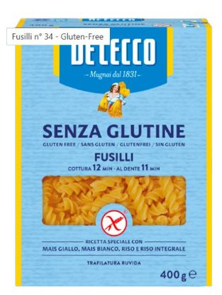 Picture of De Cecco Pasta Fusilli Gluten Free 400 gram