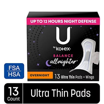Picture of Kotex Ultra Thin Overnight Pads With Wings 13 Ct