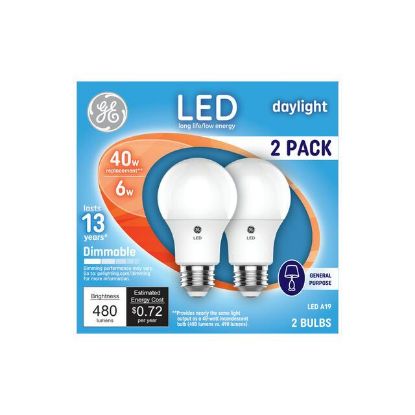 Picture of Ge Lighting Led 15k Hu 6w A19 Sw Dimmable 480 Lumens 2 Ct