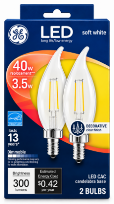 Picture of Ge Lighting Ge Led 3.5 Watt Chandelier Small Base Clear 2 Ct