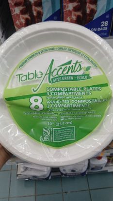 Picture of Table Accents 3 Compartment Compostable Paper Plate 10 Inch 8 Ct